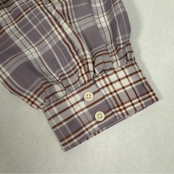 LOFT Lavender Plaid Ruffle Blouse - Picture 8 of 12